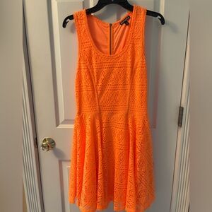 Express Orange Fit and Flare Mini Dress